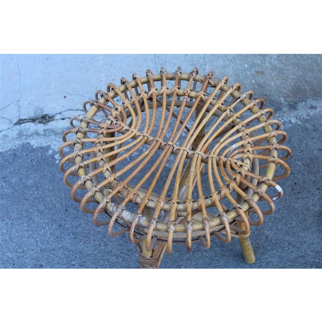 Italian Bamboo Stool, 1950s For Sale - Image 6 of 8