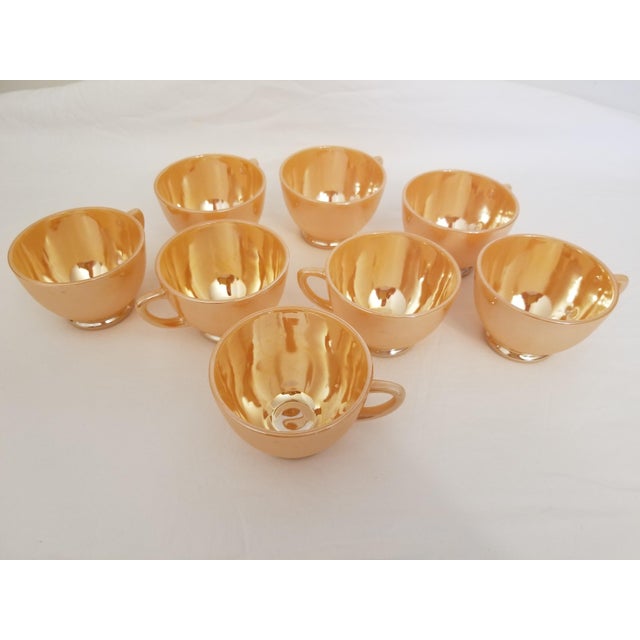 Vintage Mid-Century Fire-King Anchor Hocking Tom and Jerry Peach Lustre Cups. Set of 8. For Sale - Image 11 of 11