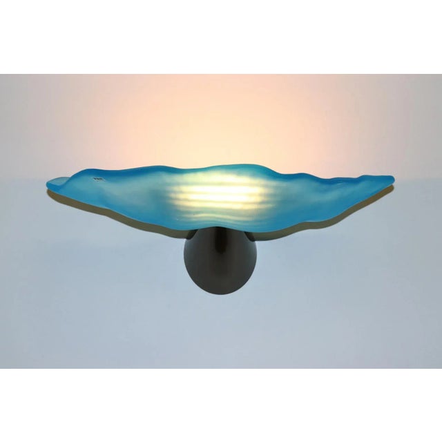 Itre Carlo Nason "Lithos" Aquamarine Murano Hand Cast Glass Wall Lamp, Mid-Century Modern For Sale - Image 4 of 13