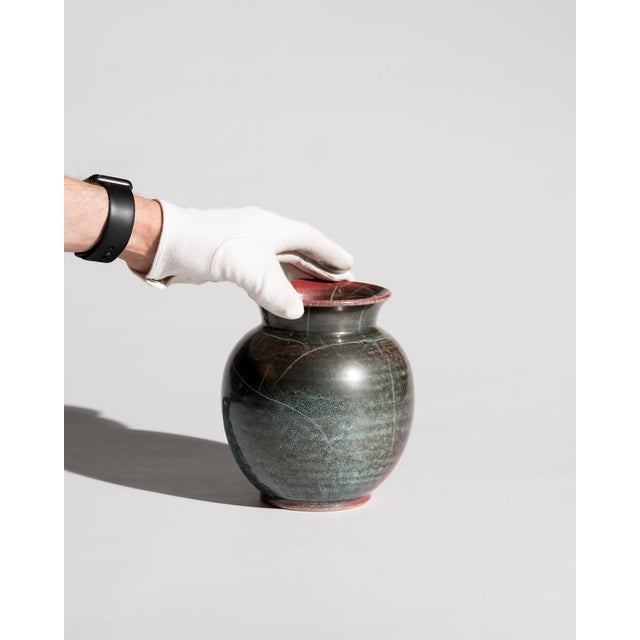 Art Deco Bauhaus Studio Stoneware Vases in Turquoise Reduction Glaze by Richard Uhlemeyer, Germany, 1940s, Set of 2 For Sale - Image 16 of 18