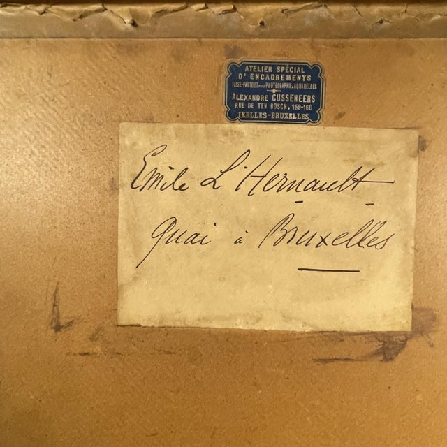 Emile Lhernault, Dock in Brussels, Watercolour, 1910s For Sale - Image 11 of 13