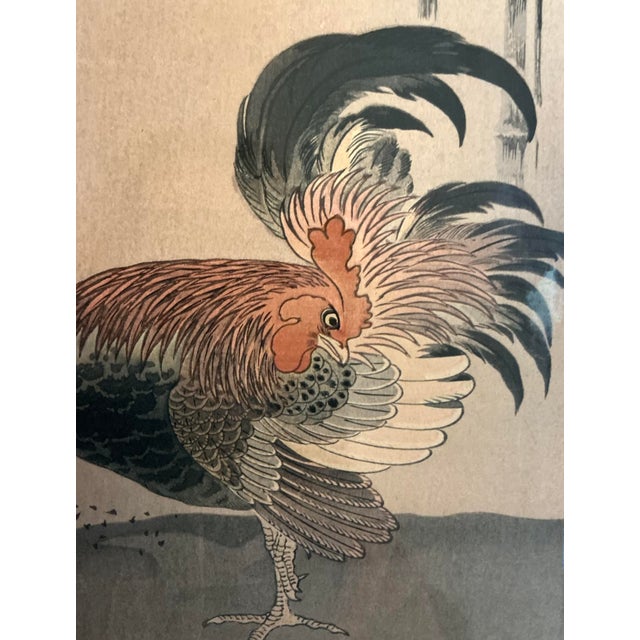 Mid 20th Century Vintage Asian Rooster Painting With Artist Seal, Framed Bamboo-Style For Sale - Image 5 of 10