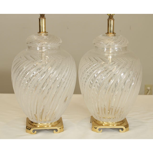 Out Crystal Ginger Jar Table Lamps With Frosted Swirl Pattern Scrolled