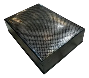 Vintage Italian Silver-Plated Guilloché Playing Card Box
