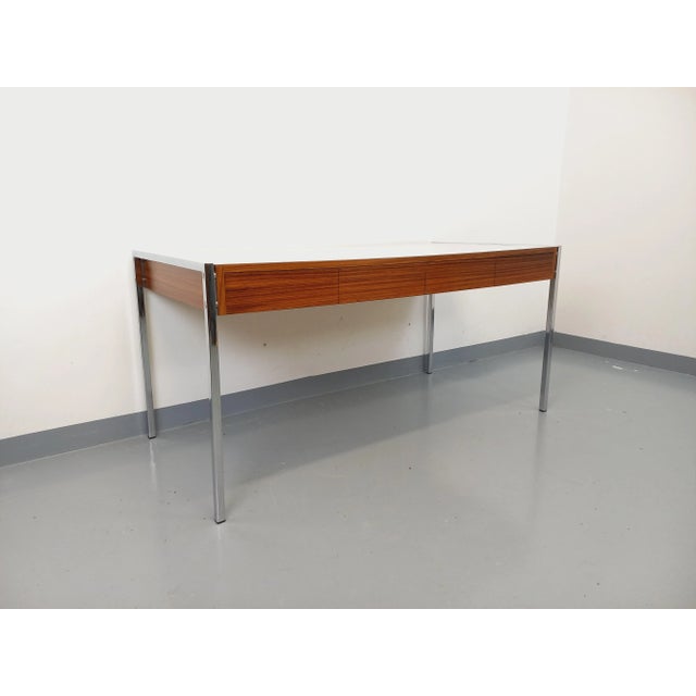 Modernist Desk in Rosewood, Melamine and Metal, 1970s For Sale - Image 3 of 18