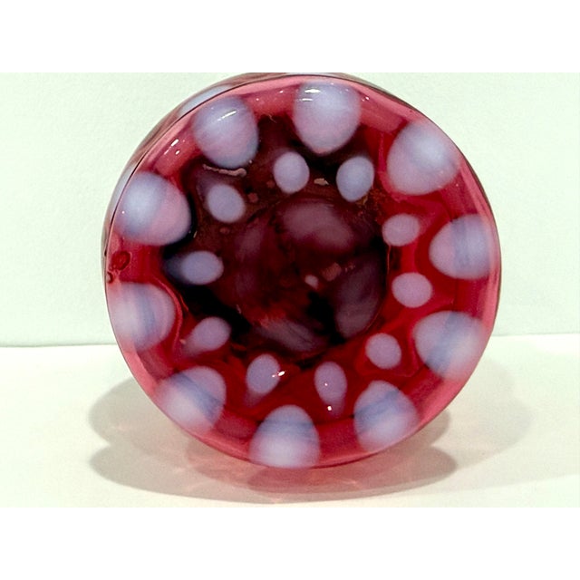 Fenton Art Glass Company Fenton Cranberry Red Opalescent Coin Dot Sugar Shaker Muffineer With Lid For Sale - Image 4 of 9