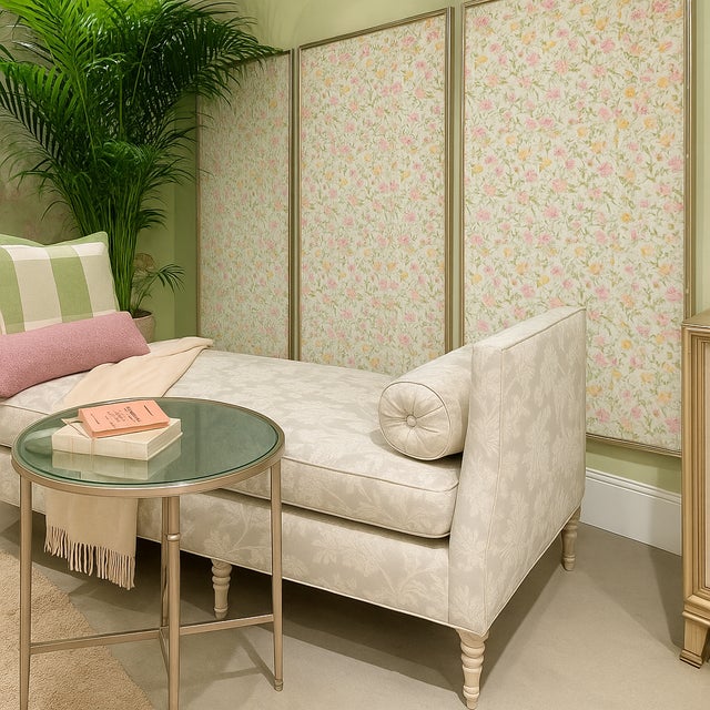 Paper Vintage 1980s Pink and Yellow Floral Motif Wallpaper For Sale - Image 7 of 8