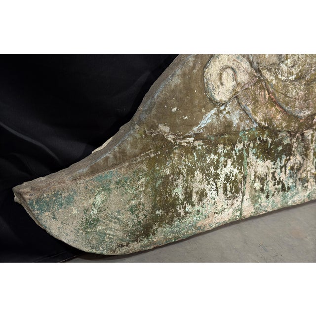 Rare 80" Vintage c.1940's Concrete Frieze Triptych Wall Mounted Garden Art - Sun & Roosters / Chickens For Sale - Image 9 of 13