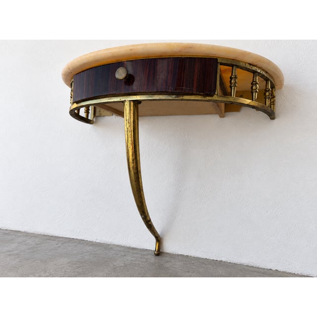 Mid-Century Modern Marble and Brass Wall-Mounted Nightstands, Italy, 1950s, Set of 2 For Sale - Image 6 of 10