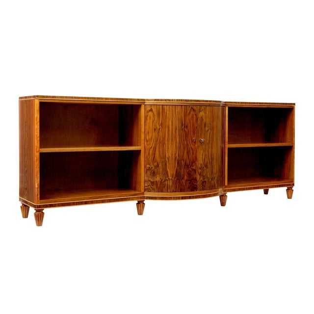 Mid-Century Scandinavian Walnut Shaped Low Open Bookcase, 1950 For Sale - Image 12 of 12