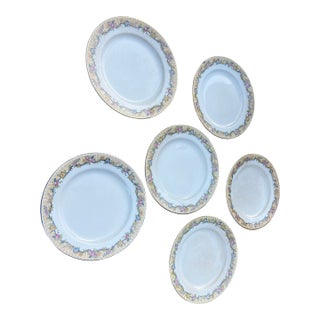 Vintage United Wilson Porcelain Plates With Floral Edges- Set of 6 For Sale