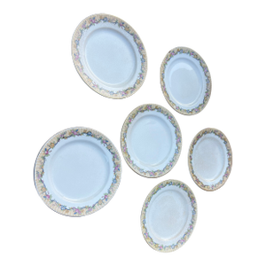 Vintage United Wilson Porcelain Plates With Floral Edges- Set of 6