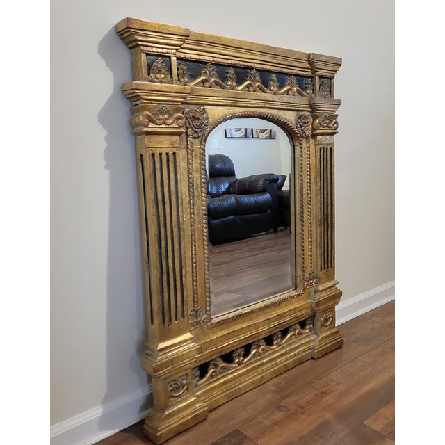 Gold 1980s Ornate Wood Wall Mirror For Sale - Image 8 of 11