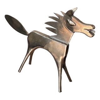 Sculpture of a Horse in Silver-Plated Metal, 1980s For Sale
