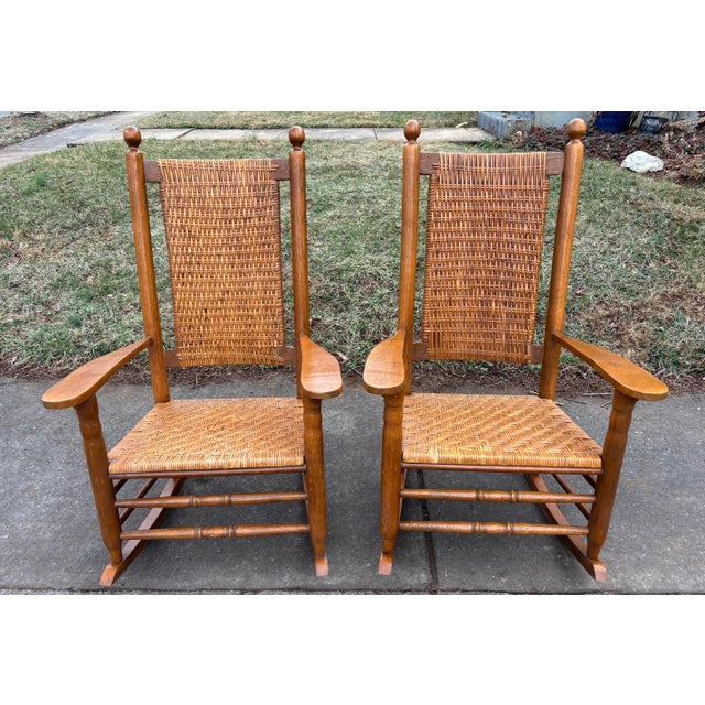 The perfect pair of bamboo cane rocker's doesn't exi... Please see condition details noted. Made in North Carolina. Most...