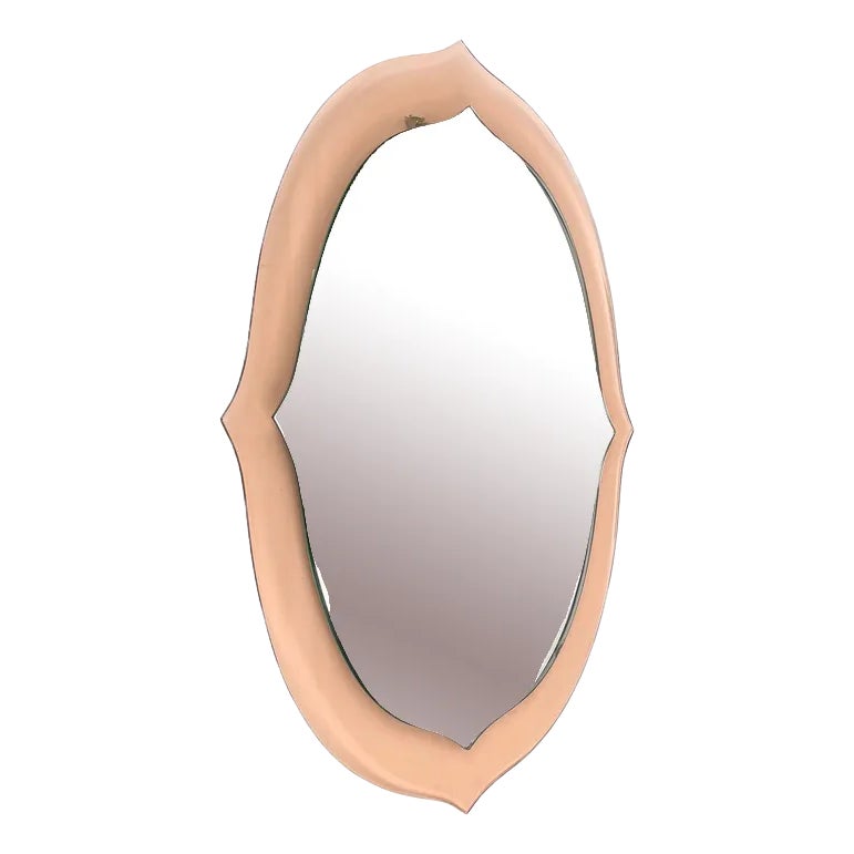 MidCentury Pink Glass Wall Mirror, Italy, 1960s Chairish