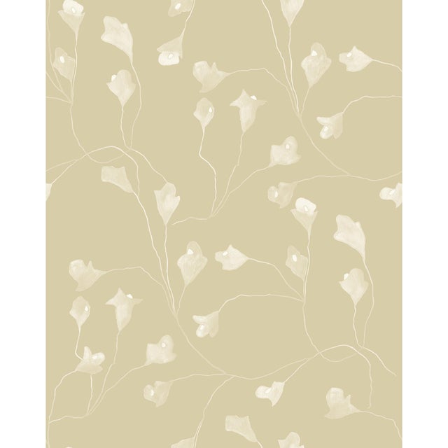 Contemporary Sample - Wild Iris Wallpaper by Susan Hable in Tan For Sale - Image 3 of 3