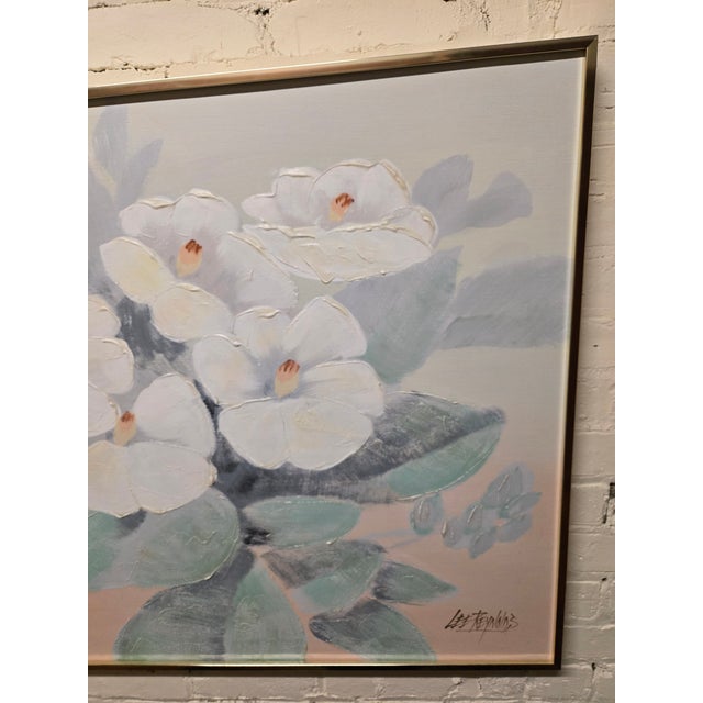 1980s Vanguard Studios Floral Original Signed Painting Lee Reynolds For Sale - Image 10 of 12