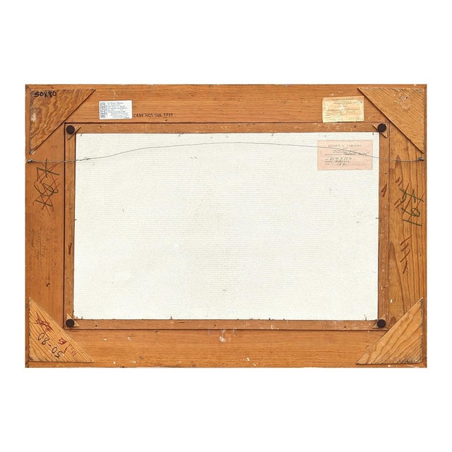 Romeo Tabuena "Market Tents" Modern Abstract Pastel Toned Cubist Style Street Scene, 1971 For Sale - Image 4 of 12