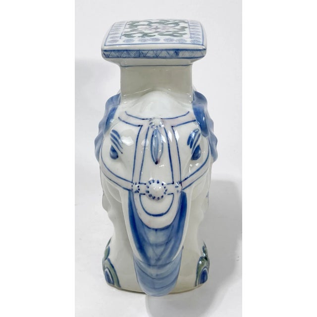 Vintage Ceramic Blue and White Elephant Stand For Sale In Kansas City - Image 6 of 11