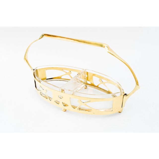 Art Deco Brass Centerpiece with Glasses, Vienna, 1920s For Sale - Image 4 of 12