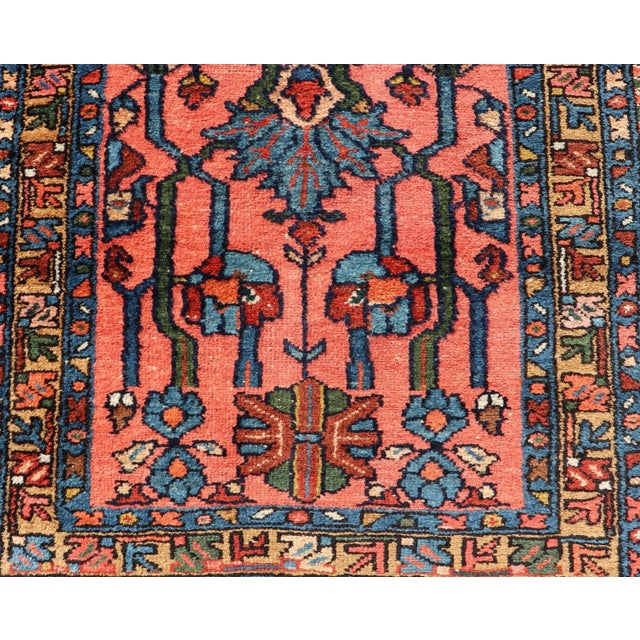 Antique Persian Lilihan Rug in All-Over Design in Jewel Tones and Pink Field For Sale - Image 9 of 11