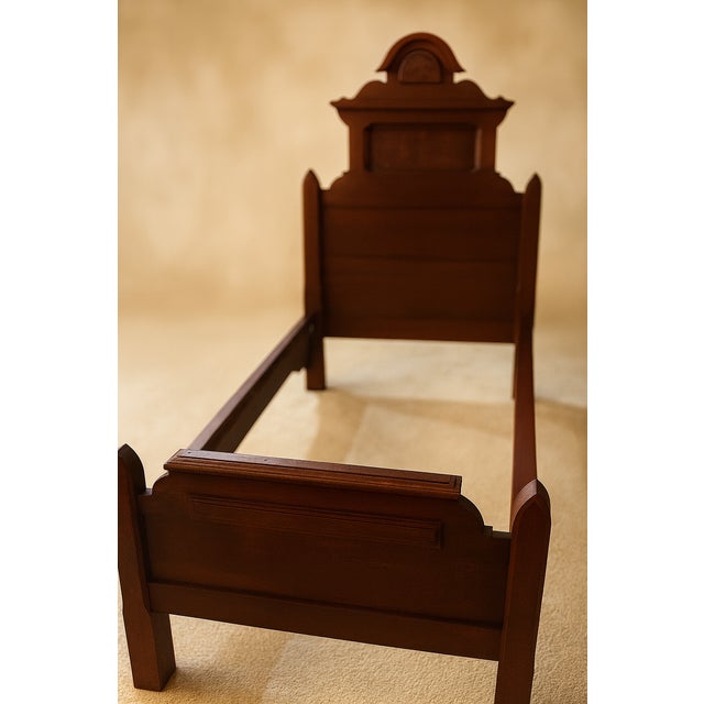 Victorian Antique Victorian Monumental Walnut Twin -Youth Bed For Sale - Image 3 of 11