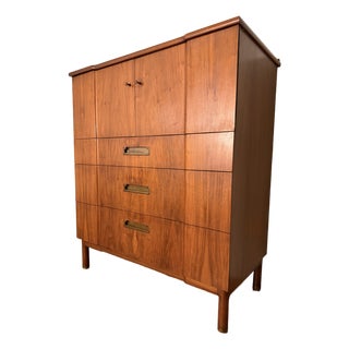 1960s John Widdicomb Mid Century Walnut Highboy Dresser For Sale