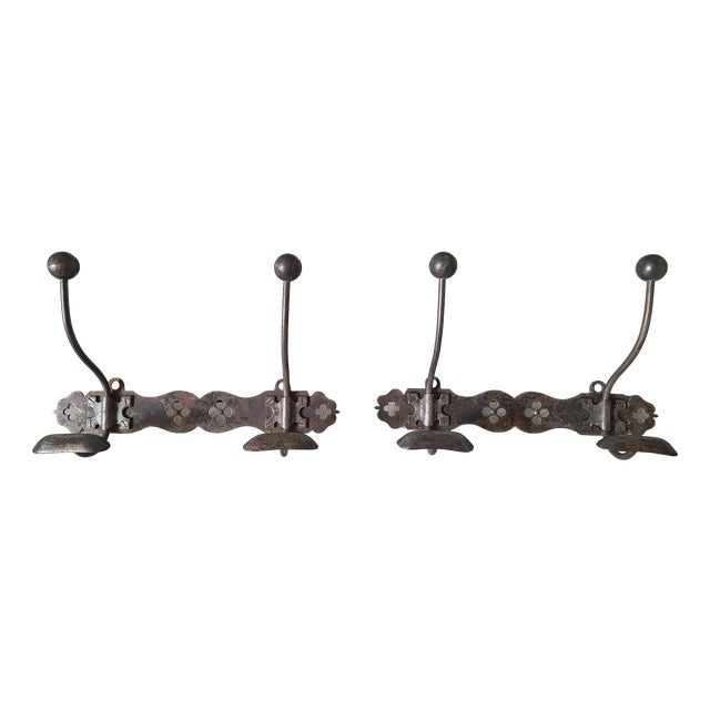 Arts and Crafts Steel Coat Rack, 1890s, Set of 2 For Sale