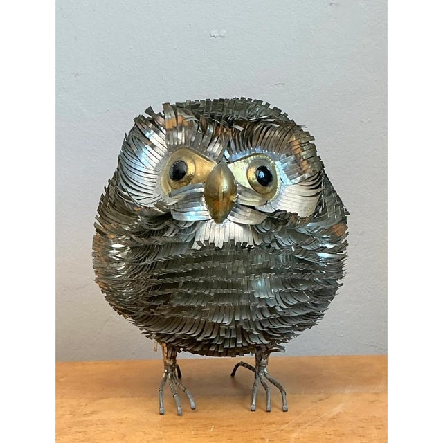 Sergio Bustamante Metal Owl Sculpture For Sale - Image 9 of 13