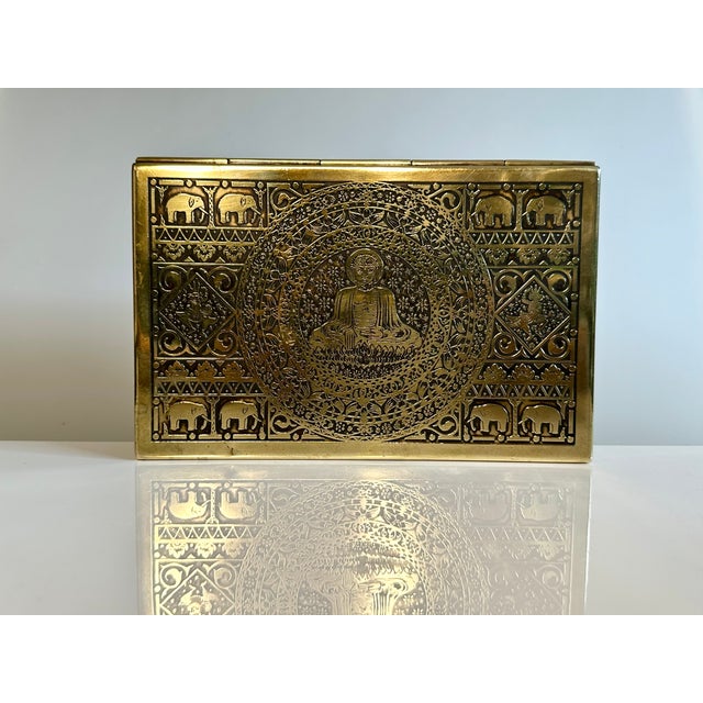 Brass Jewelry Box with Cedar Wood and Asian Motifs, Germany, 1950s For Sale - Image 14 of 18