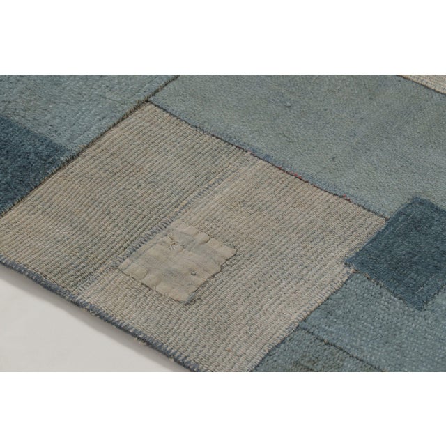 Cornflower Blue Vintage Turkish Patchwork Runner With Geometric Design in Blue Hues - Rug & Kilim For Sale - Image 8 of 9