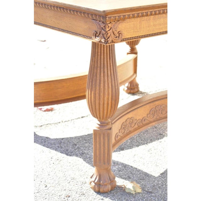 Antique Victorian Quarter Sawn Golden Oak 48" Square Dining Table With 2 Leaves For Sale - Image 12 of 12