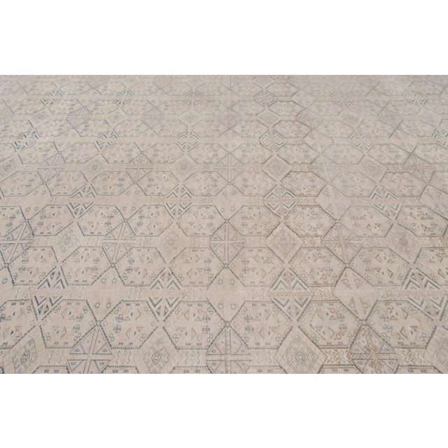 Beige Vintage Turkish Handmade Beige Geometric Wool Rug For Sale - Image 8 of 11