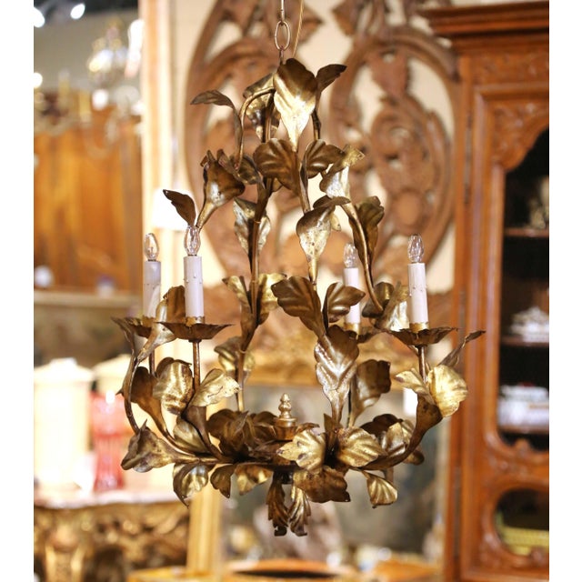 Decorate an entry, powder room, bedroom, or breakfast area with this elegant vintage Italian floral chandelier. Crafted in...