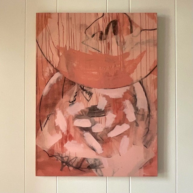 Add a splash of vintage boho elegance to your home with this captivating original oil painting. This mid-20th-century...