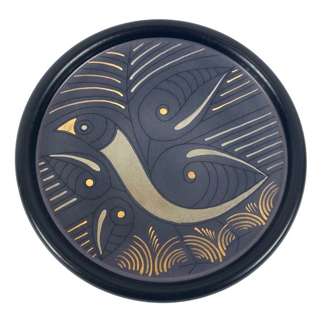 Vintage German Gilt and Platinum-Plated Ceramic Plate from KMK Keramik Manufaktur Kupfermühle, 1970s For Sale