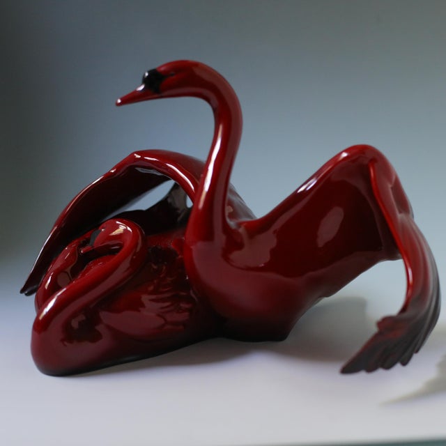 Vintage Royal Doulton “Nestling Down” Flambé Swan Sculpture Hn3538 For Sale - Image 11 of 17