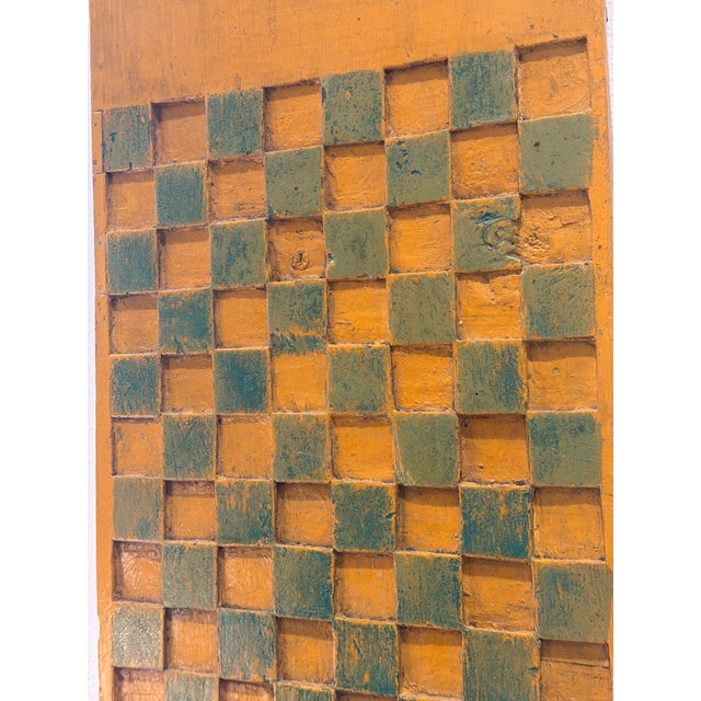 Shabby Chic Early American Folk Art Game Board in Yellow and Green For Sale - Image 3 of 12