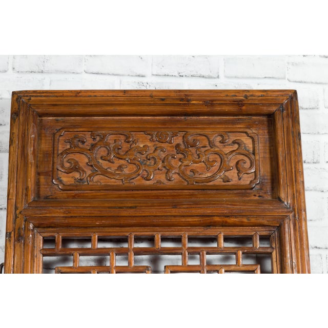 Chinese 19th Century Screens with Fretwork and Low-Relief Carved Panels - A Pair For Sale - Image 4 of 12