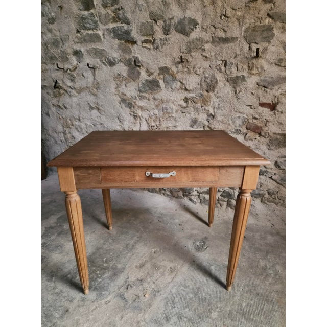 Vintage French Oak Desk and Bistro Chair in Beech, 1930, Set of 2 For Sale - Image 18 of 18