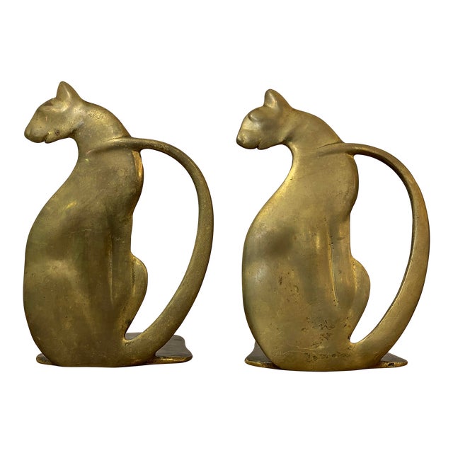 Vintage 1960s Brass Cat Bookends a Pair Chairish