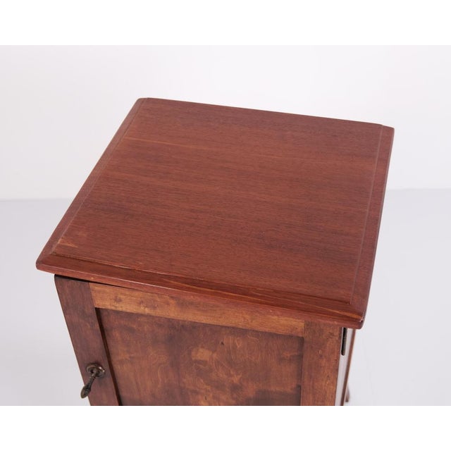 1940s Bedside Table in Dark Wood with Brass Mounts and Tapered Legs, 1940s For Sale - Image 5 of 12