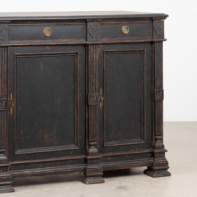 19th Century Swedish Black Painted Pine Sideboard Buffet For Sale - Image 14 of 18