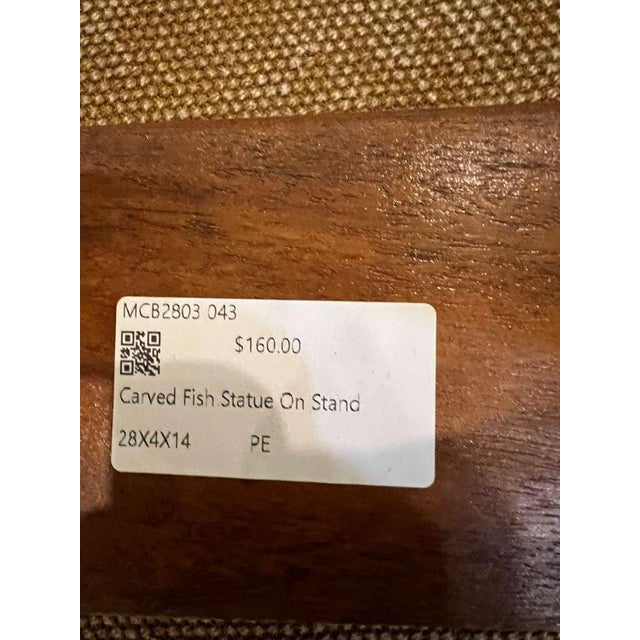 Hand-Carved Wooden Fish Sculpture on Stand For Sale In Philadelphia - Image 6 of 6