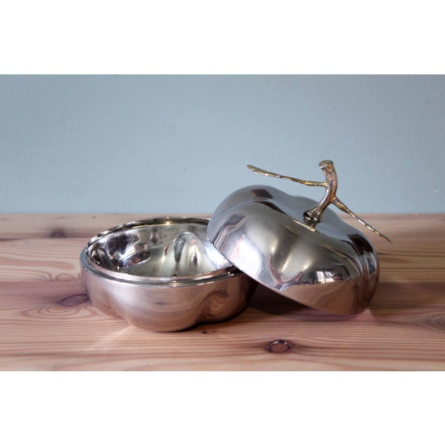 Silver-Plated Metal and Brass Candy Dish, 1970 For Sale - Image 4 of 9