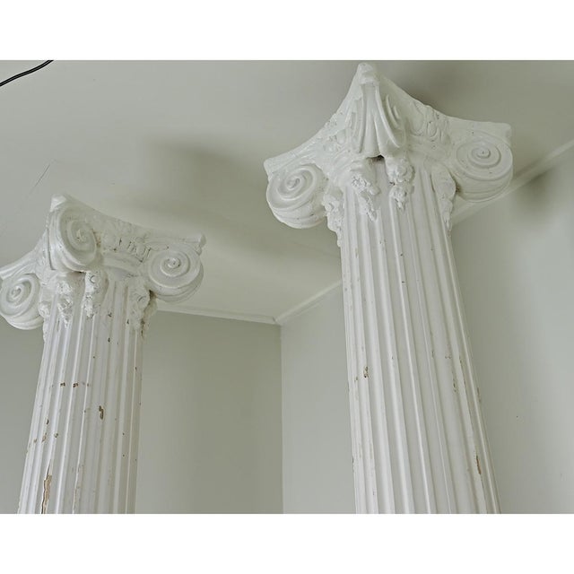 French 19th Century Pair of Monumental Painted Wood Columns For Sale - Image 9 of 12