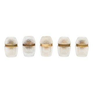 French Gilt Metal and Crystal Table Lighters, 5 For Sale