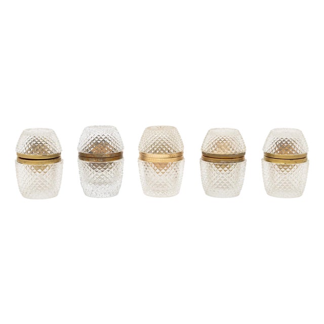French Gilt Metal and Crystal Table Lighters, 5 For Sale