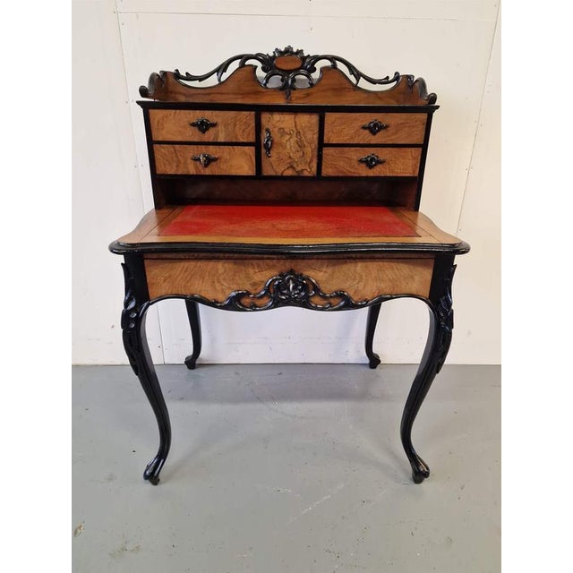 Wood Antique Desk in Walnut, 1870s For Sale - Image 7 of 10